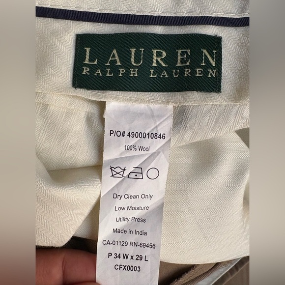 Ralph Lauren Tan Dress pants  100% wool for Men size:34x29 - Picture 3 of 3